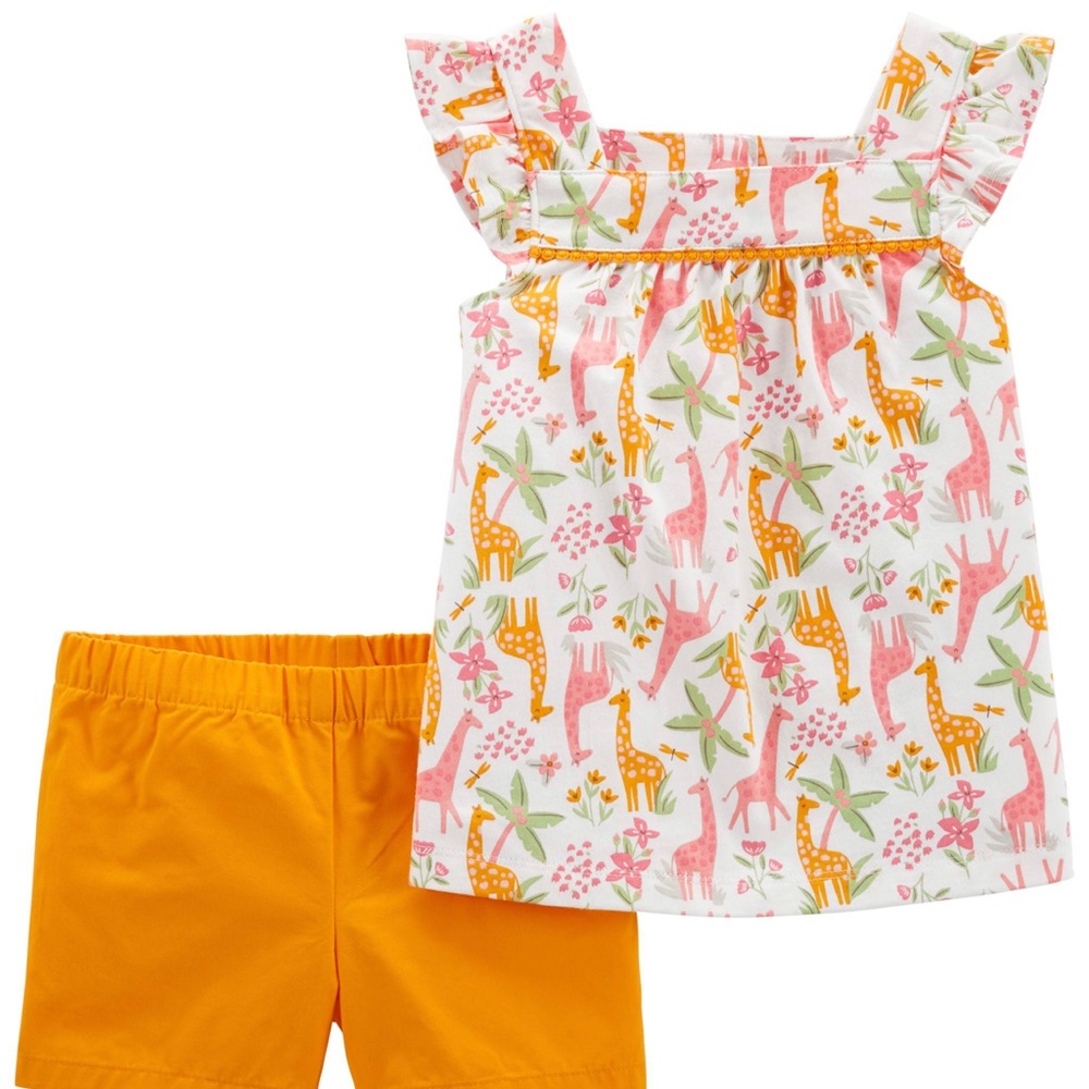 2-Piece Animal Jersey Tee & Short Set 🦒❤️